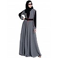 Double layered umbrella abaya-  Black-White Double layered umbrella abaya-  Black-White